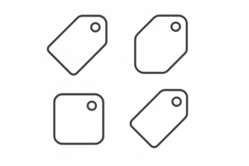 Price tag line icons set showing retail, shopping, sale, and discount symbols on transparent background