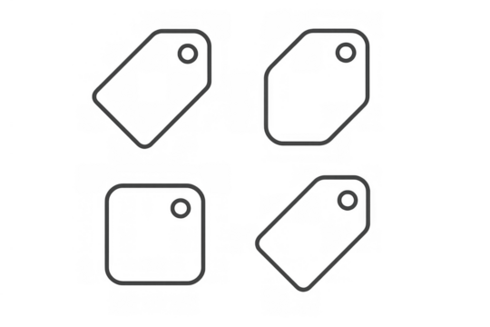 Price tag line icons set showing retail, shopping, sale, and discount symbols on transparent background