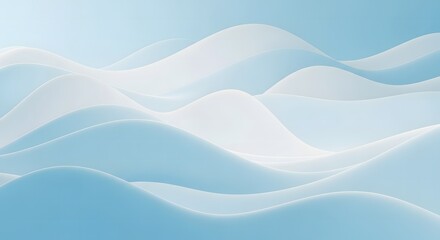 Blue and White Wavy Layers Abstract Background 3d Render of Smooth Fluid Shapes for Modern Digital Design and Presentation Template with Elegant Flow