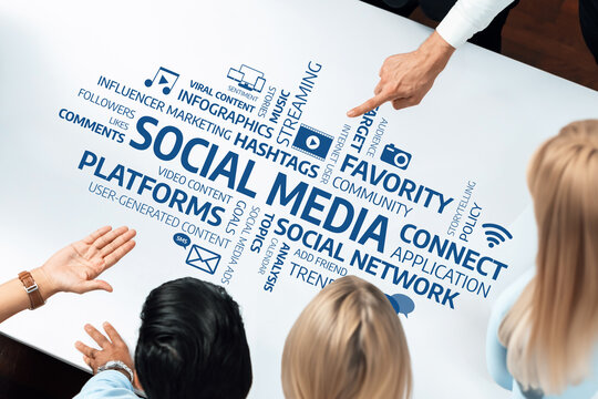 A dynamic group engages in a discussion about social media strategies, exploring trends, marketing techniques, and the impact of digital content on audience engagement. Amity - Powered by Adobe