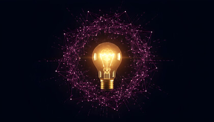 Light Bulb and Digital Network Idea, Innovation, and Connectivity in Modern Visual Representation