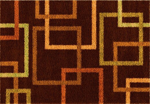 Abstract geometric pattern with overlapping squares on a brown background.