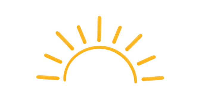 Stylized Yellow Sun Icon with Radiating Rays.