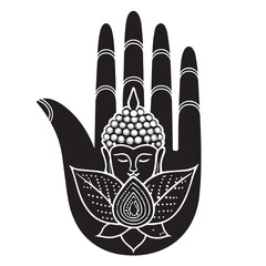 Black buddhas hand fruit Silhouette Vector, High Quality Illustration on White Background