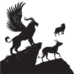 Black chimeras Silhouette Vector, High Quality Illustration on White Background