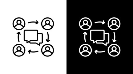 Team Communication White Icon Set Design