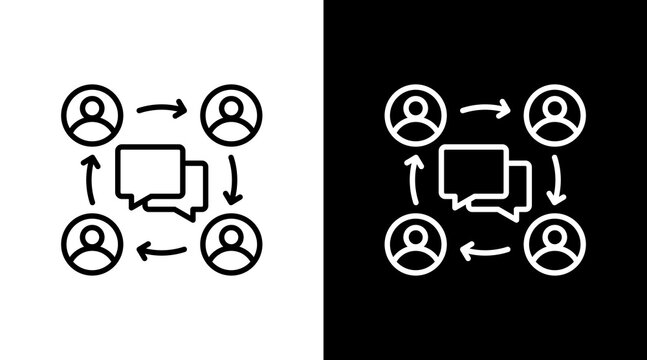 Team Communication White Icon Set Design