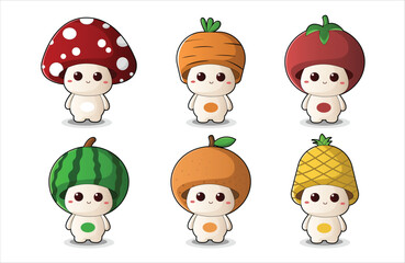 Funny fruit and vegetable Characters