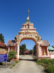 Majestic Pink Archway of a Buddhist Temple in Thailand
