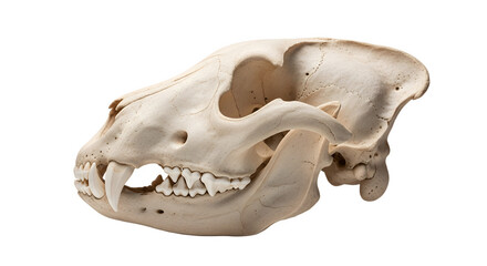 Detailed View of a Bear Skull with Prominent Teeth.