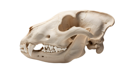 Detailed View of a Bear Skull with Prominent Teeth.