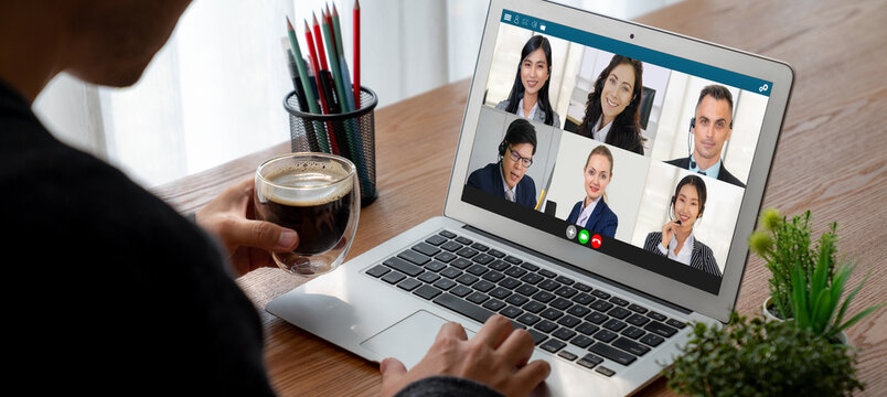 Business people on video conference for modish virtual group meeting of corprate business office workers