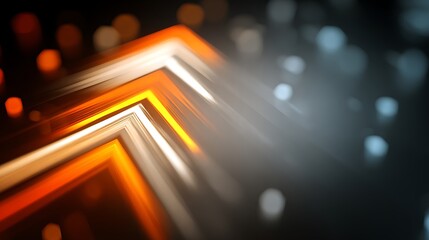 Abstract Glowing Orange and White Geometric Lines with Blurred Bokeh Background