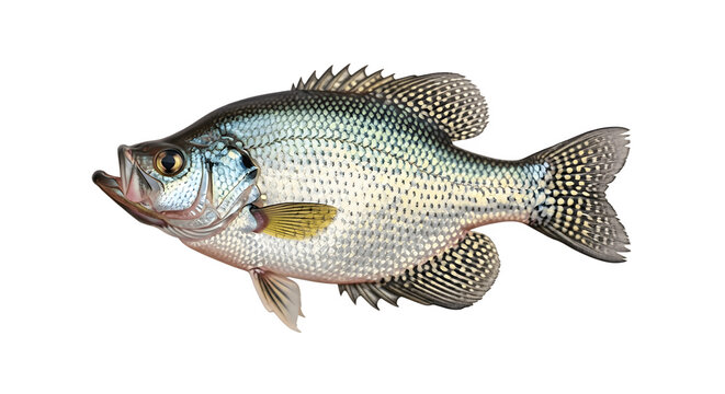 Freshwater Crappie Fish Isolated on White Background.