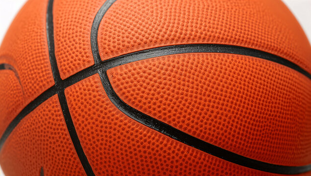 Detailed close up basketball direct angle orange black lines