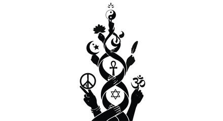 Spiritual DNA helix representing diverse faiths and harmony