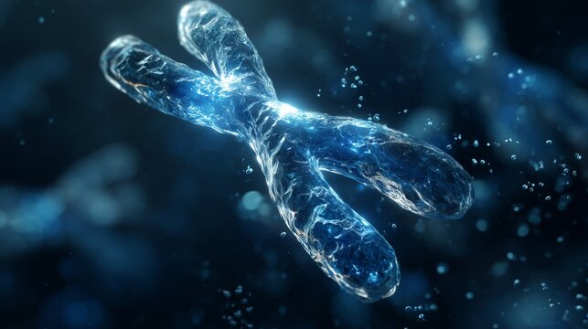 A Stunning Close-Up View of a Chromosome, Showcasing Its Intricate Structure and Fluid Dynamics in a Digital Environment - Powered by Adobe