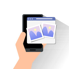 Hand Holding Phone with Image Interface Illustration 