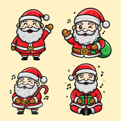 Cute Santa Claus Bundle – Christmas Character Illustration Set