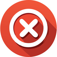 Red Circle With White Cross Symbol And Long Shadow Isolated On Transparent Background Represents No Or Incorrect Decision And Error Concept