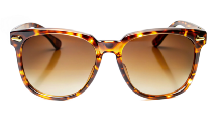 Stylish Tortoise Shell Sunglasses with Brown Gradient Lenses Isolated