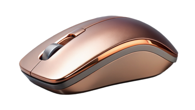 Modern Rose Gold Wireless Computer Mouse Technology On Black Background