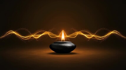 Serene Candlelight with Golden Energy Waves A Symbol of Peace and Tranquility.