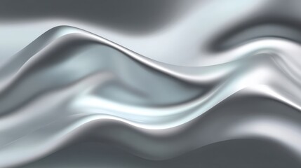 Obraz premium Elegant flowing silver fabric wave with soft texture, smooth design, and gentle curves illustrating luxury and sophistication in abstract art style