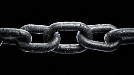 Fototapeta premium Close-Up of Metal Chain Link with Texture on Black Background