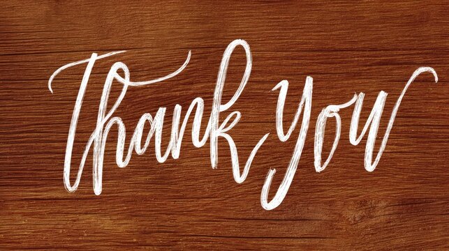 Elegant Handwritten Thank You Note on Rustic Wooden Background