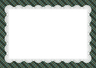 チェック柄&times;中央レース(グリーン)