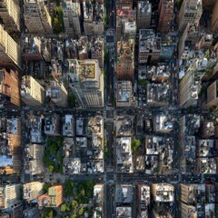 Aerial View of Urban City Landscape with Skyscrapers and Streets in a Busy Metropolitan Environment