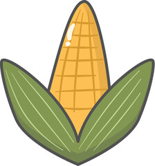 A doodle corn. A fun doodle vegetables clip art set perfect for small crafters. Great for stickers, packaging, planners, and creative DIY projects. High-quality PNG assets for easy use.