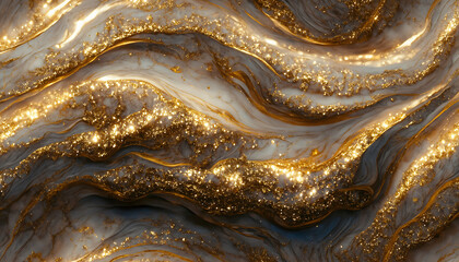 ゴールドパール・フルイドマーブル背景