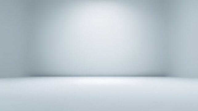 Empty minimalistic room with smooth white walls and floor, ideal for background, display, or product presentation in studio lighting setup concept