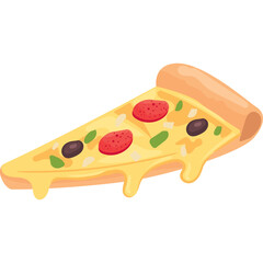 One Slice Of Pizza With Pepperoni Olives And Green Peppers On A Transparent Background