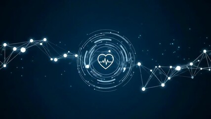 Futuristic Heartbeat Monitor with Network Connections. - Powered by Adobe