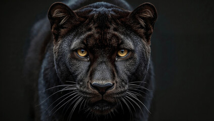 Obraz premium Majestic black panther with piercing intense gaze