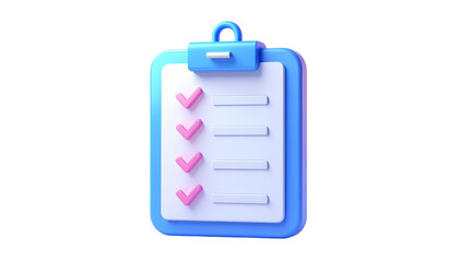 Clipboard Checklist 3D Rendering Illustration - Complete Tasks in PNG Format