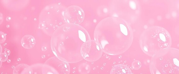 Close-up of delicate pink soap bubbles, shimmering and translucent,  bubbles,  playful