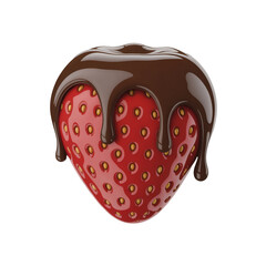 Red, juicy, and sweet heart-shaped chocolate dessert with fresh strawberries, illustrating a delicious vector of health and diet