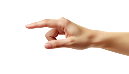 Hand pointing gesture isolated on white background PNG for presentations and design