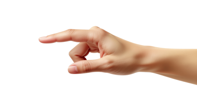 Hand pointing gesture isolated on white background PNG for presentations and design