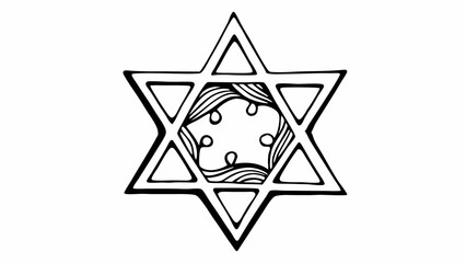 Vector Stylized six pointed star with intricate patterns and shapes, symbolizing unity and harmony