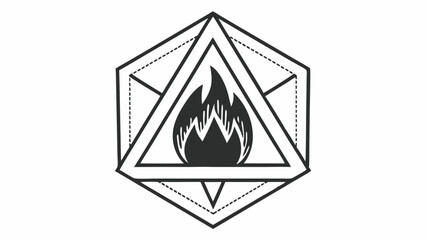 Vector Geometric flame design nested within triangle, symbolizing energy and creativity