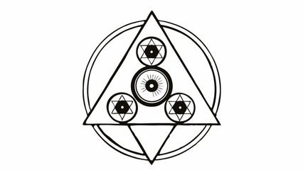 Vector Chakra wheel design featuring layered circles and geometric shapes, symbolizing balance