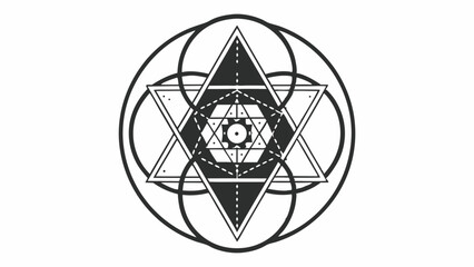 Vector Sacred geometric design featuring intricate pattern of shapes and lines, symbolizing harmony