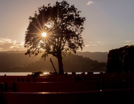 sunset over the lake