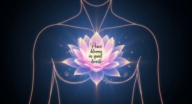 Glowing Lotus Flower in Human Chest Aura. - Powered by Adobe