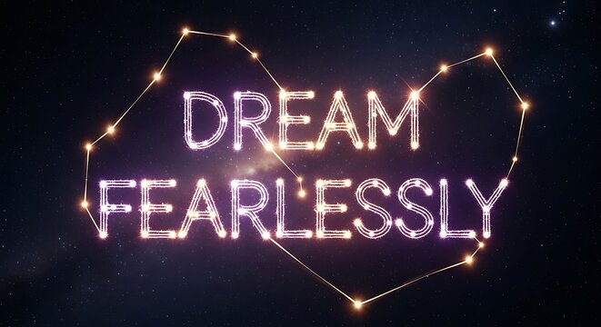 Dream Fearlessly Text Art with Heart Constellation.